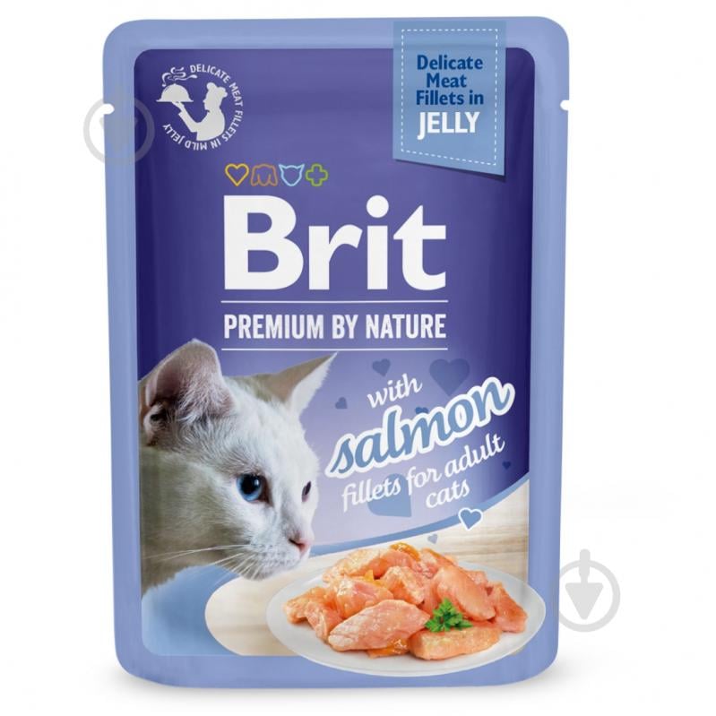 Корм влажный для котов Brit Premium By Nature филе лосось в желе 85 г - фото 1 Корм влажный для котов Brit Premium By Nature филе лосось в желе 85 г - фото 1