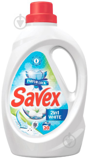 Гель для машинного прання Savex 2 in 1 White 1,3 л - фото 1