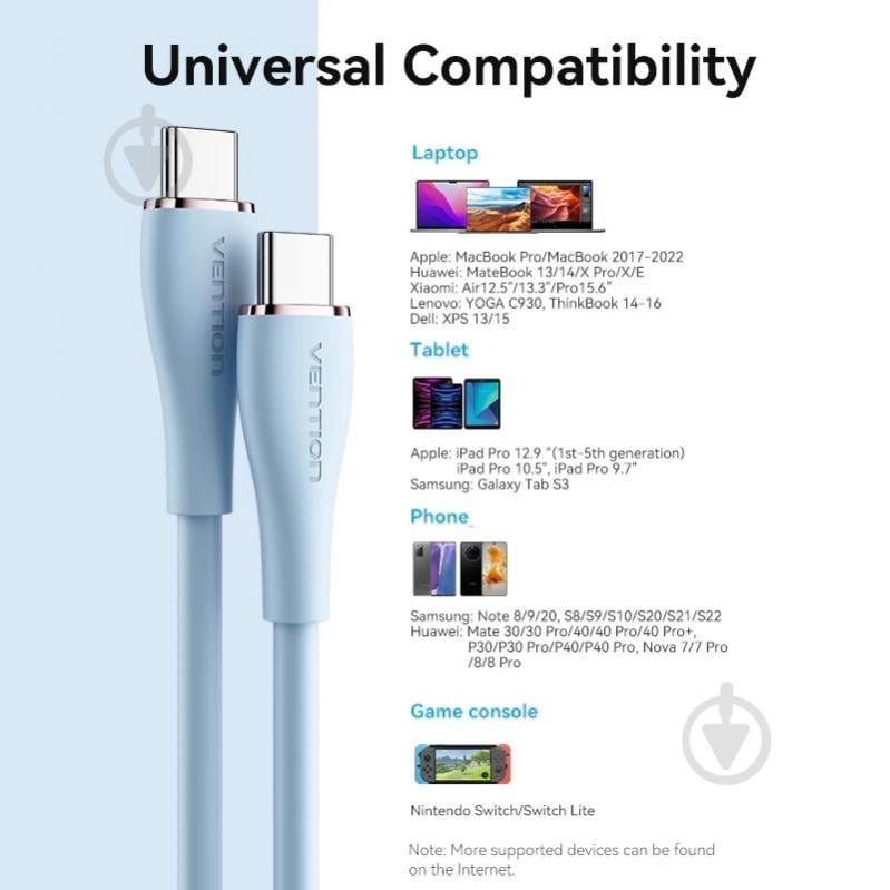 Кабель Vention 1,5 м голубой (CTMSG) - фото 5