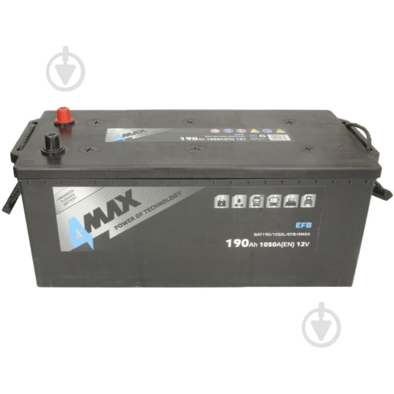 Акумулятор автомобільний 4MAX 190Ah 1050A 12V BAT1901050LEFB4MAX «+» ліворуч (BAT1901050LEFB4MAX) - фото 1