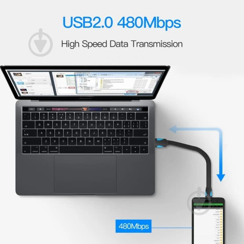 Кабель Vention 1 м черный (VAS-A08-B100) - фото 3