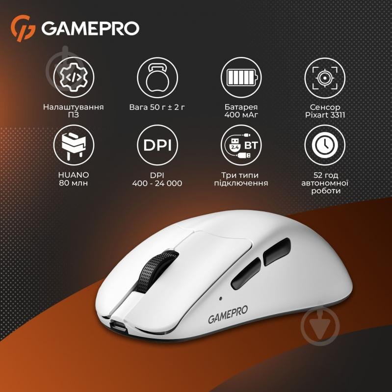 Мышка беспроводная GamePro Genesis Avenger white (GM096W) - фото 16 Мышка беспроводная GamePro Genesis Avenger white (GM096W) - фото 16