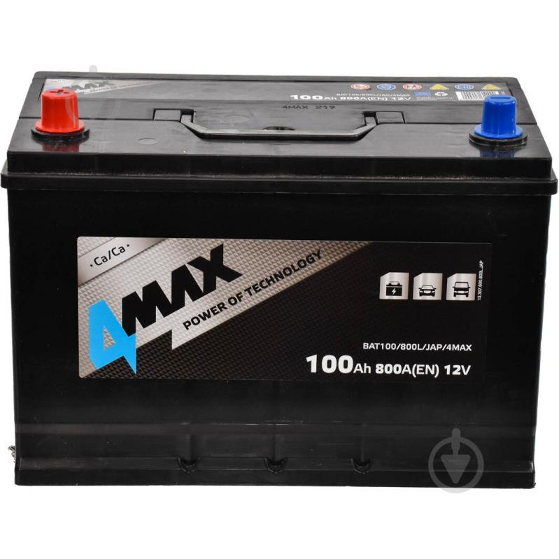 Акумулятор автомобільний 4MAX 100Ah 800A 12V BAT100800LJAP4MAX «+» ліворуч (BAT100800LJAP4MAX) - фото 1