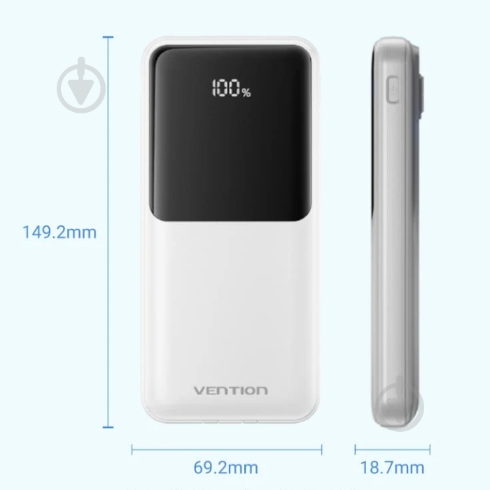 Повербанк Vention 10000 mAh white (FHOW0) - фото 3
