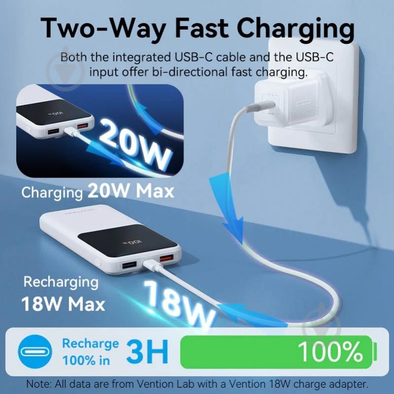 Повербанк Vention 10000 mAh white (FHOW0) - фото 9
