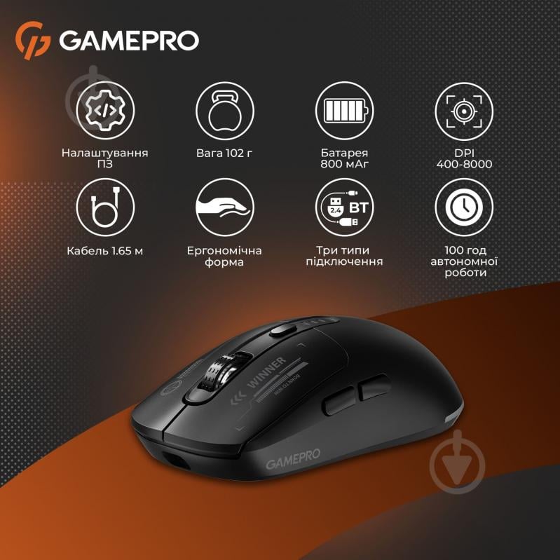 Мышка беспроводная GamePro Genesis Winner black (GM079B) - фото 12