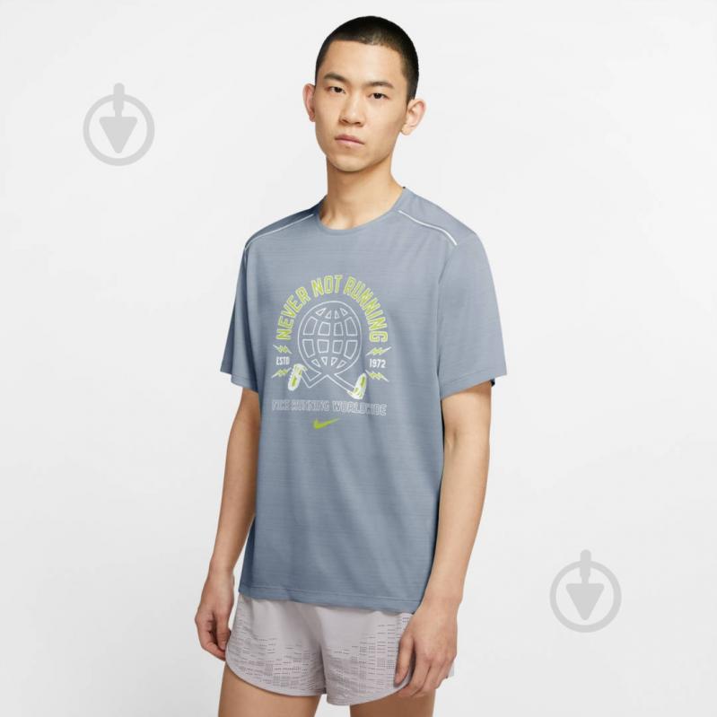 Футболка Nike M NK MILER SS WILD RUN GX PO CJ5403-464 р.2XL серый - фото 4