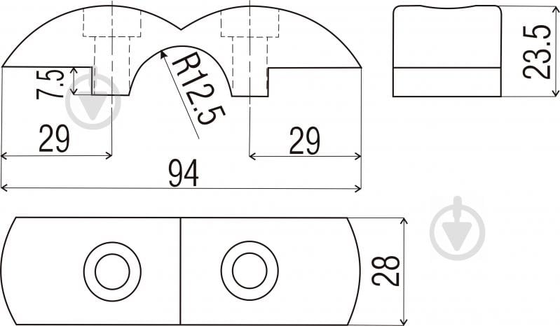 Тримач скла або ДСП DC d25 R-7A - фото 4