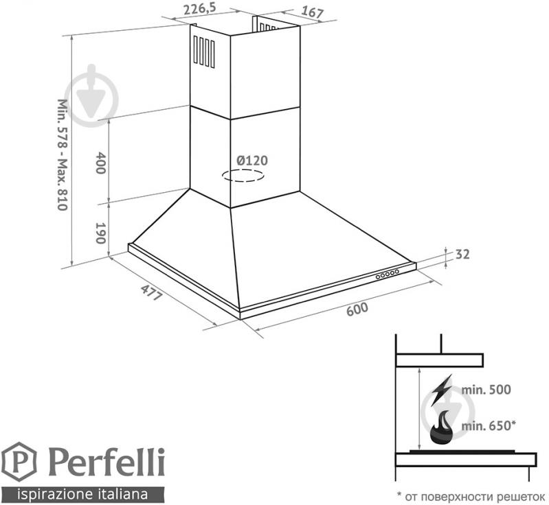 Вытяжка Perfelli K 6212 C BL 650 LED - фото 8