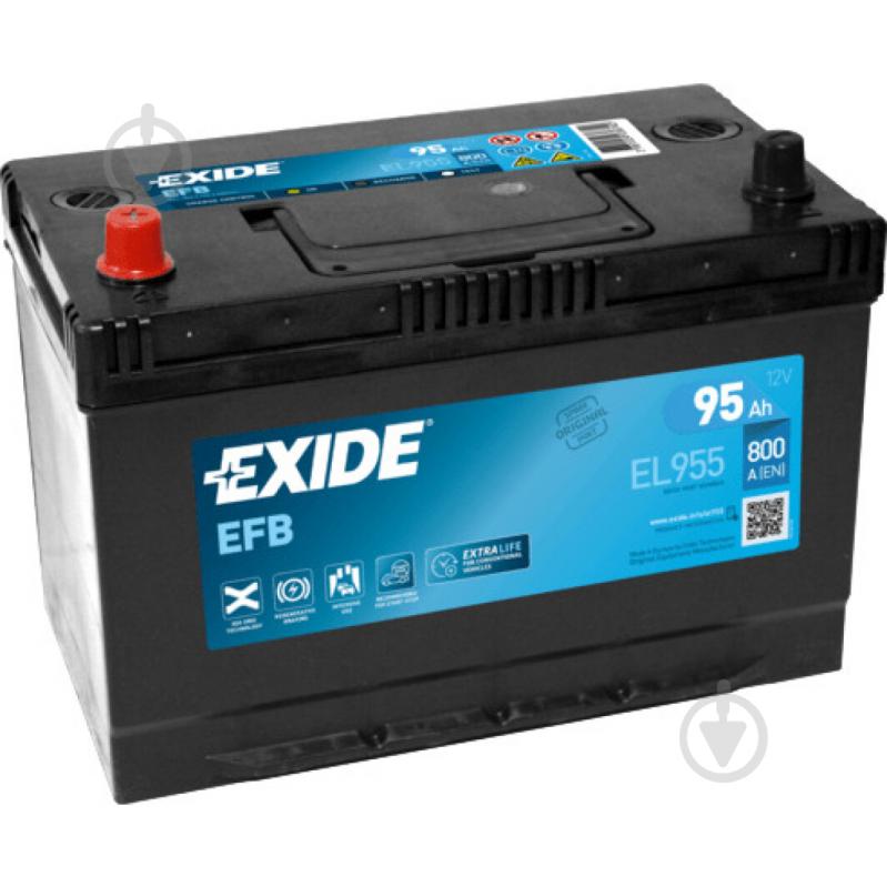 Аккумулятор автомобильный EXIDE Start-Stop EFB 95Ah 800A 12V EL955 «+» слева (EL955) - фото 1