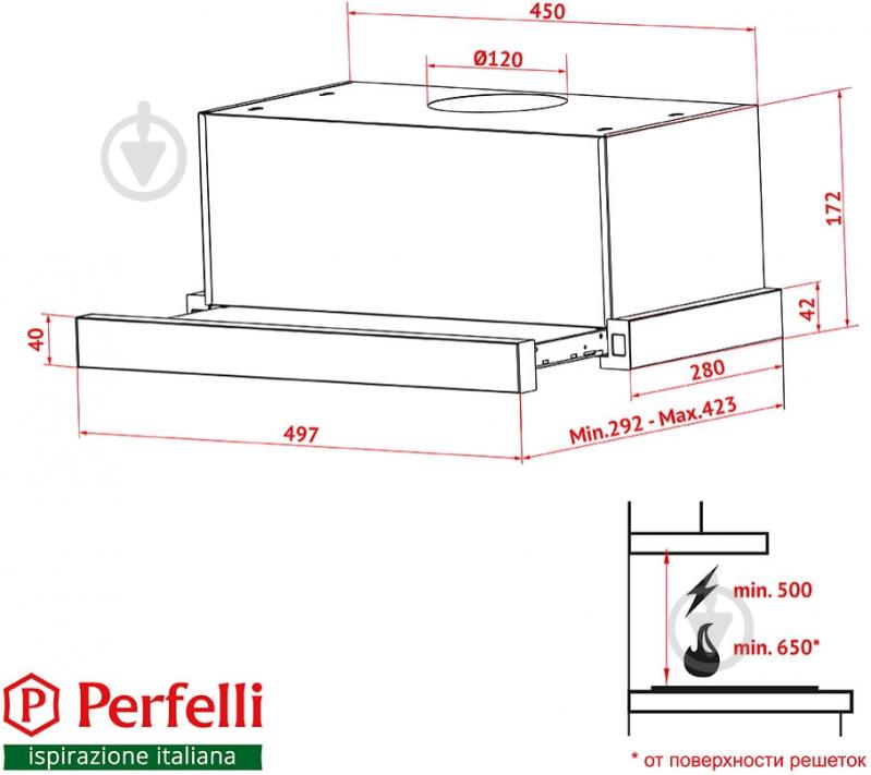 Витяжка Perfelli TL 5212 C S/I 650 LED - фото 14 Витяжка Perfelli TL 5212 C S/I 650 LED - фото 14