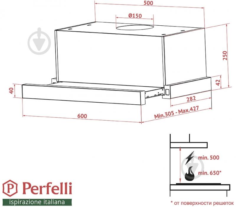 Вытяжка Perfelli TL 6602 C S/I 1000 LED - фото 14 Вытяжка Perfelli TL 6602 C S/I 1000 LED - фото 14