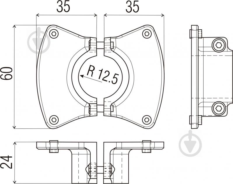 Крепление ДСП DC R-62 двустороннее для трубы d25 - фото 3