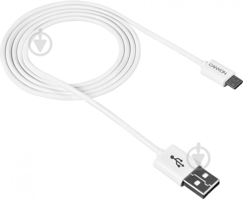 Кабель Canyon USB – microUSB 1 м белый (CNE-USBM1W) - фото 1