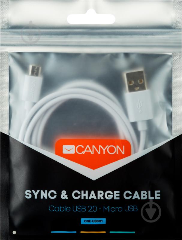 Кабель Canyon Lightning – USB 1 м белый (CNE-CFI1W) - фото 2