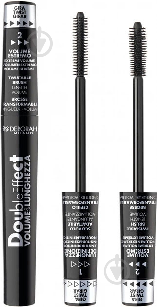 Тушь для ресниц DEBORAH Double Effect Volume & Lunghezza Black 8 мл - фото 1 Тушь для ресниц DEBORAH Double Effect Volume & Lunghezza Black 8 мл - фото 1