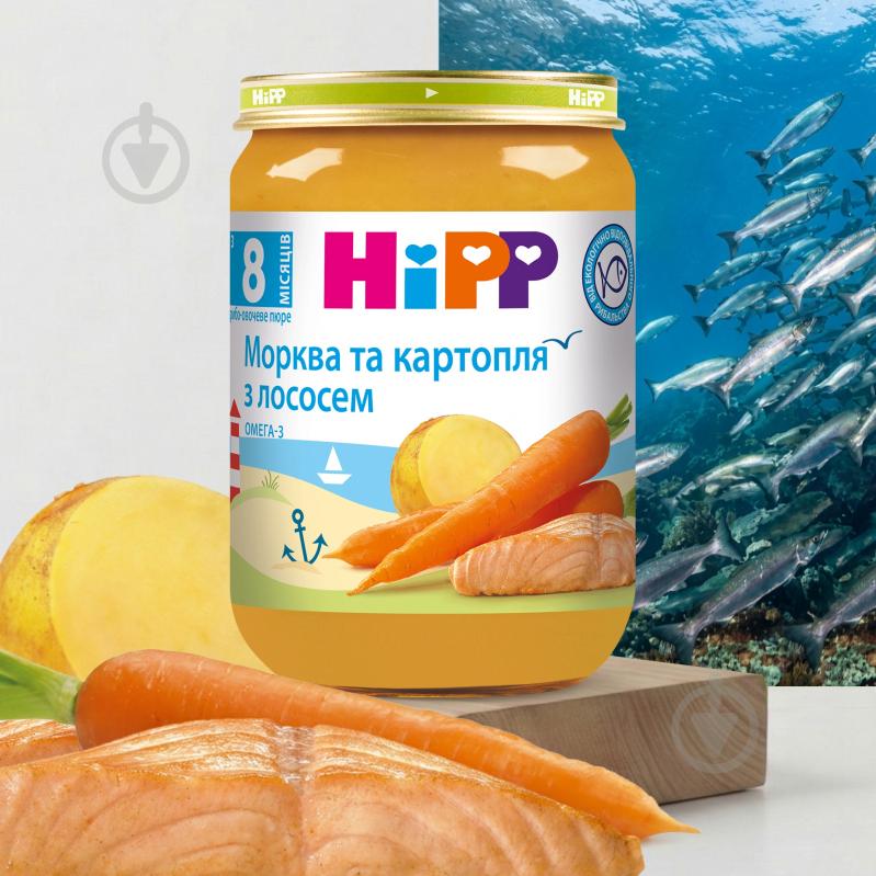 Пюре Hipp Рыбо-овощное «Морковь и картофель с лососем», 190г - фото 2