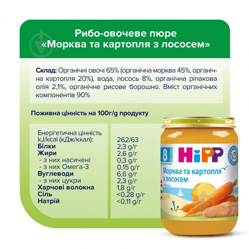 Пюре Hipp Рыбо-овощное «Морковь и картофель с лососем», 190г - фото 5