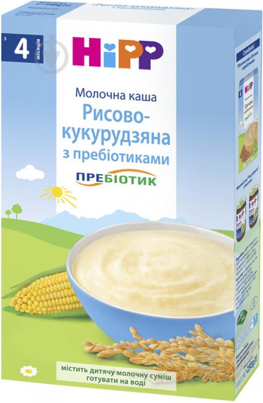 Каша молочна Hipp від 4 місяців рисово-кукурудзяна з пребіотиками 250 г - фото 1