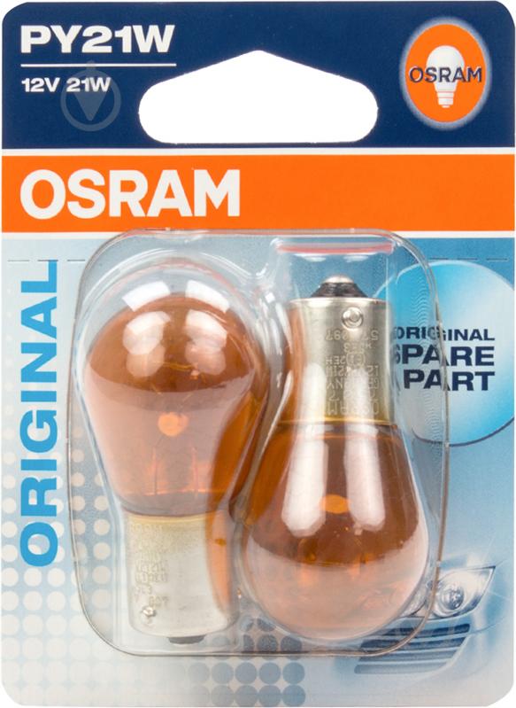 Автолампа розжарювання Osram Original PY21W 21 Вт 2 шт.(7507-02B) - фото 2