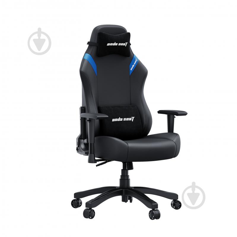 Кресло игровое Anda Seat Luna Size L Black/Blue PVC черный - фото 1