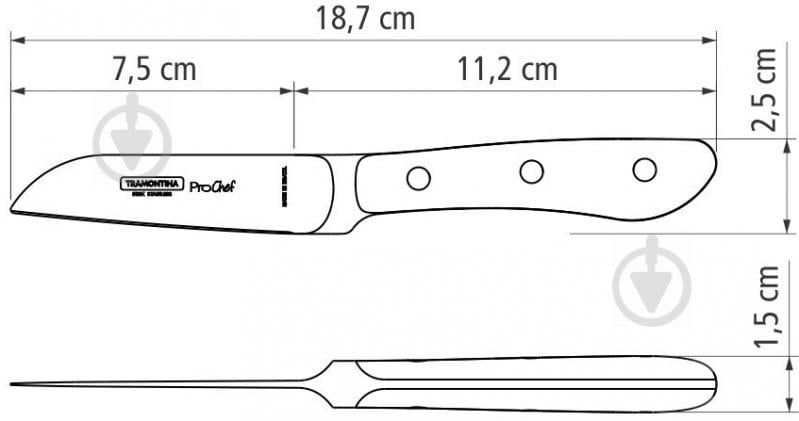 Нож для овощей Tramontina Prochef 76 мм (24150/003) - фото 4