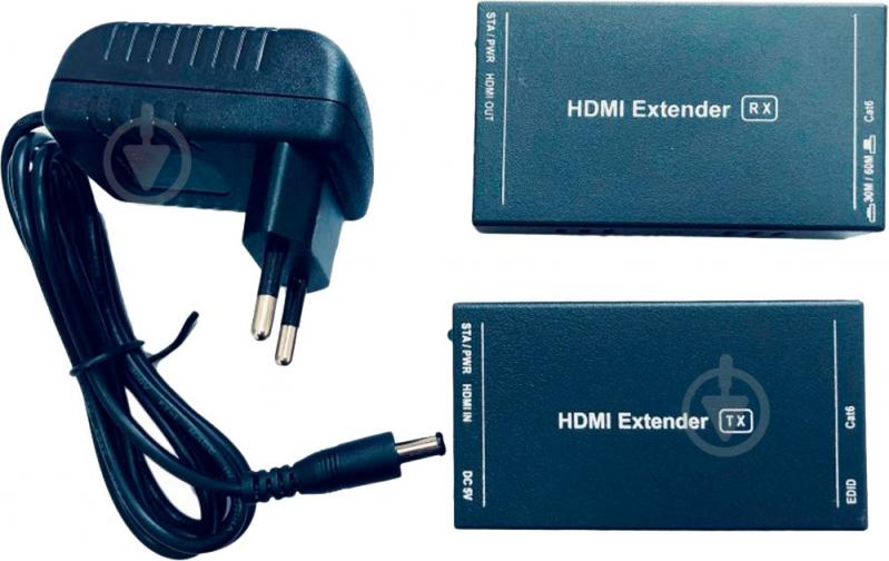 Адаптер Atcom HDMI extender 60 m 60 м чорний (14371) - фото 1