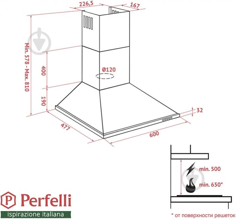Вытяжка Perfelli K 6212 C INOX 650 LED - фото 8 Вытяжка Perfelli K 6212 C INOX 650 LED - фото 8