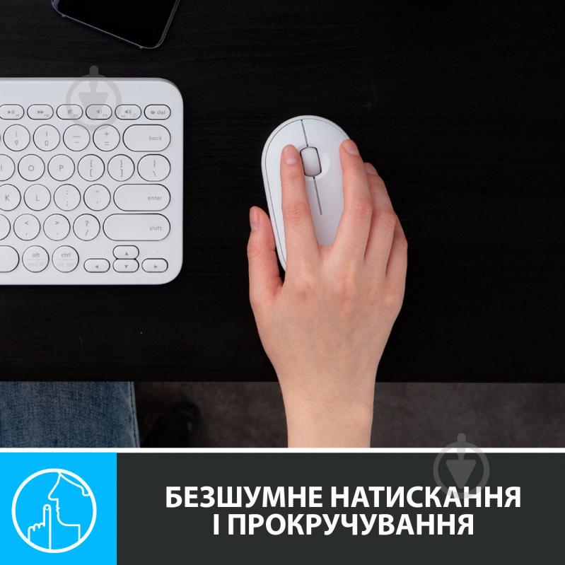 Мышка Logitech Pebble M350 Wireless Mouse white (910-005716) - фото 3