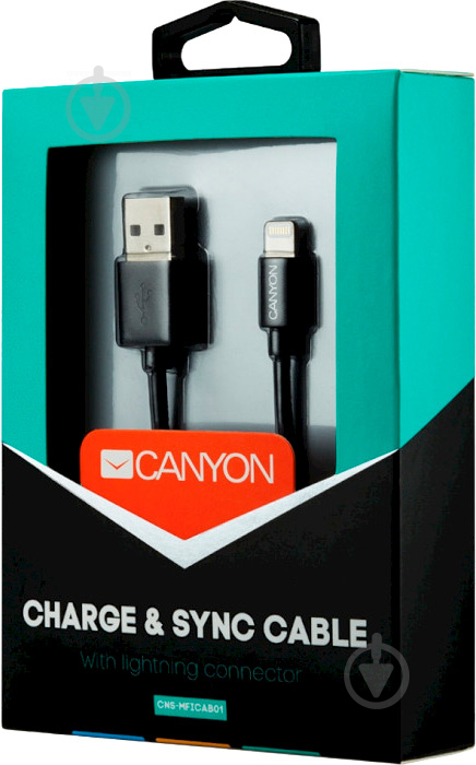 Кабель Canyon USB – Apple Lightning 1 м чорний (CNS-MFICAB01B) - фото 3