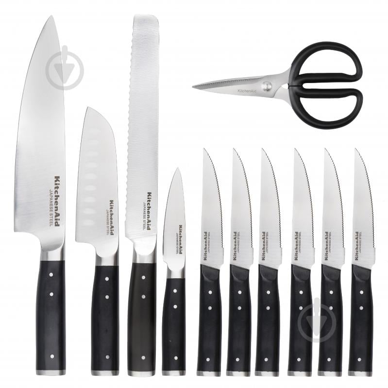 Набор ножей на подставке KitchenAid Coreline, 11 предметов и точилка (KAG12STSNBXOBQ) - фото 2 Набор ножей на подставке KitchenAid Coreline, 11 предметов и точилка (KAG12STSNBXOBQ) - фото 2