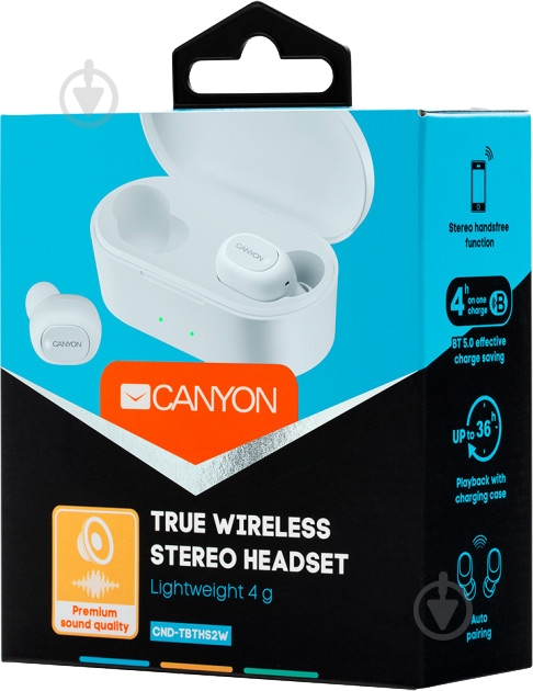 Гарнитура Canyon CND-TBTHS2W white (CND-TBTHS2W) - фото 4 Гарнитура Canyon CND-TBTHS2W white (CND-TBTHS2W) - фото 4