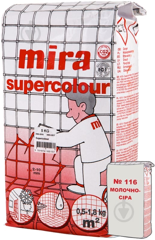 Затирка для плитки Mira Supercolour 116 5 кг молочно-серый - фото 1