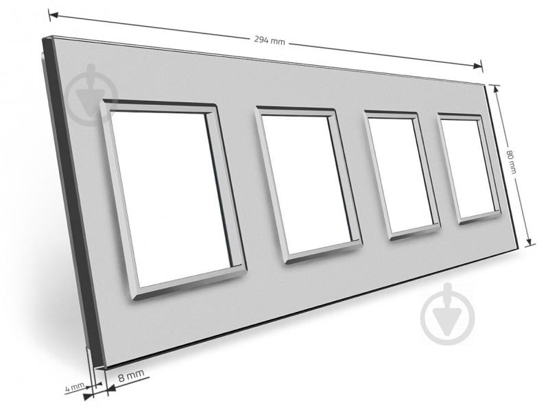 Рамка чотиримісна Livolo C7 універсальна сіре скло C7-SR/SR/SR/SR-15 - фото 5