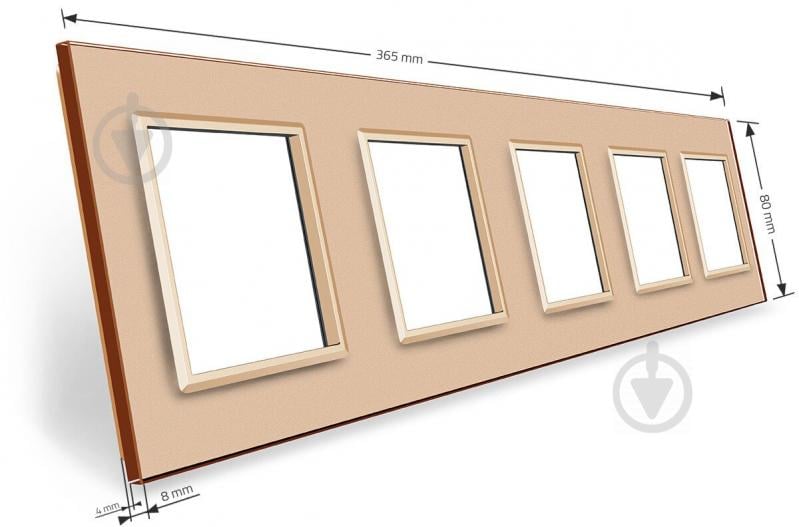 Рамка п'ятимісна Livolo C7 універсальна золоте скло C7-SR/SR/SR/SR/SR-13 - фото 5
