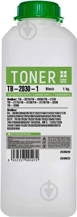 Тонер ColorWay Brother HL-2030/2040/2070N (TB-2030-1) black - фото 1 Тонер ColorWay Brother HL-2030/2040/2070N (TB-2030-1) black - фото 1