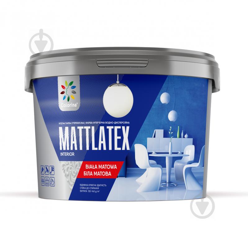 Фарба інтер'єрна акрилова COLORINA Mattlatex база С мат білий 3,5 кг - фото 1