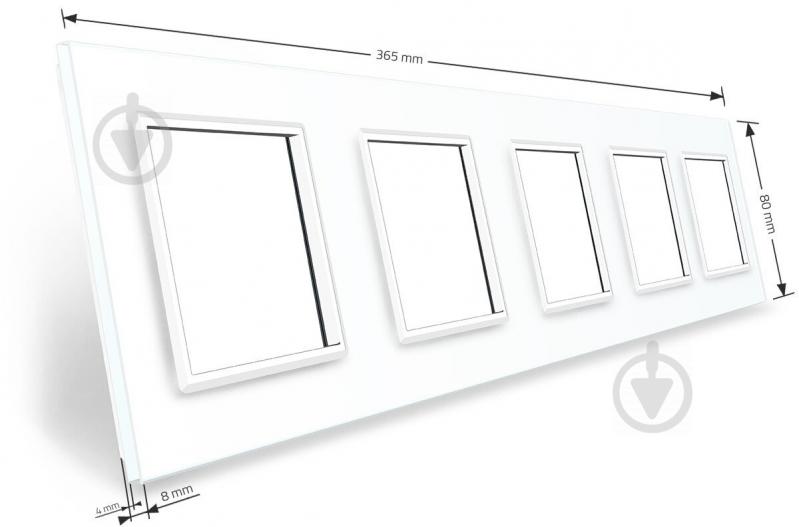 Рамка пятиместная Livolo C7 универсальная белое стекло C7-SR/SR/SR/SR/SR-11 - фото 3