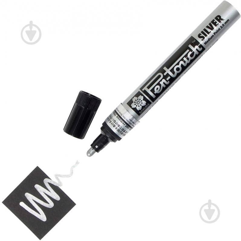 Маркер Sakura Pen-Touch середній MEDIUM 2.0 мм 41502 срібний - фото 3