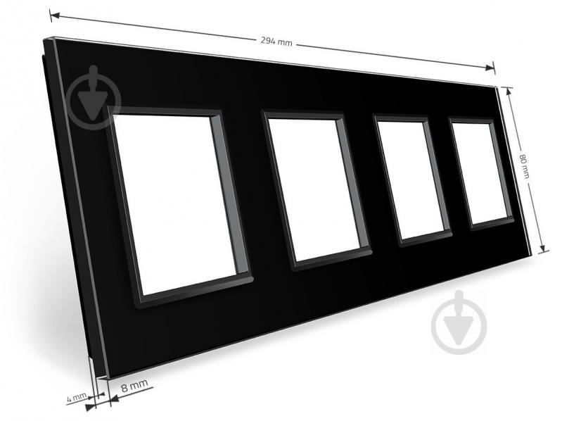 Рамка четырехместная Livolo C7 универсальная черное стекло C7-SR/SR/SR/SR-12 - фото 3