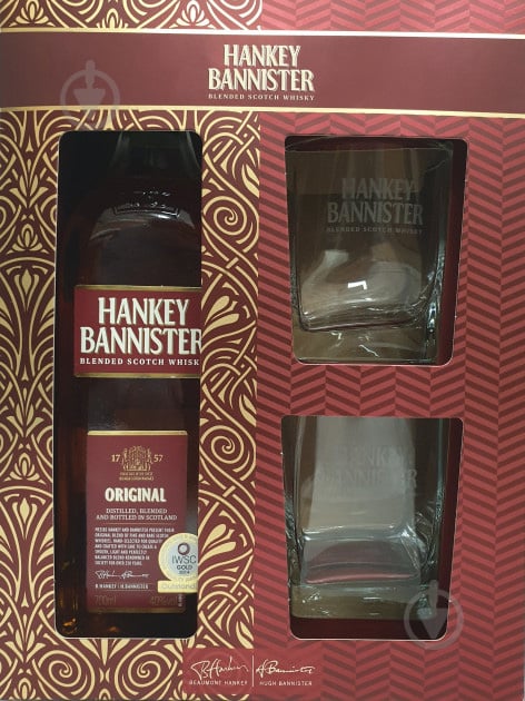 Віскі Hankey Bannister Original + 2 брендовані склянки в коробці 0,7 л - фото 1