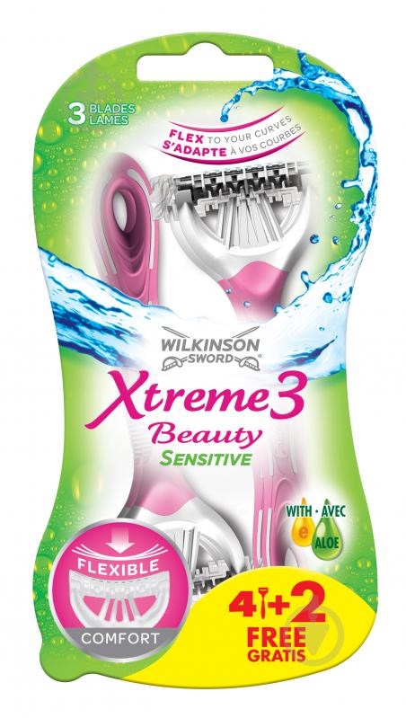 Станки одноразові WILKINSON SWORD Xtreme3 Beauty Sensitive в упаковці 4+2 шт. 6 шт. - фото 3
