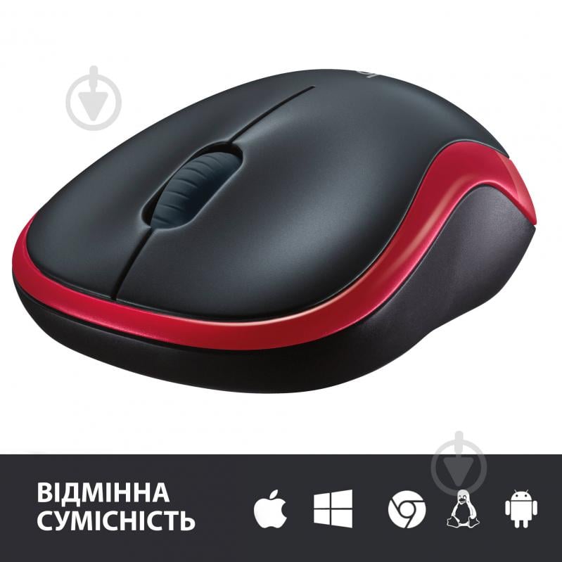 Мышка Logitech Wireless Mouse M185 black/red (910-002240) - фото 5