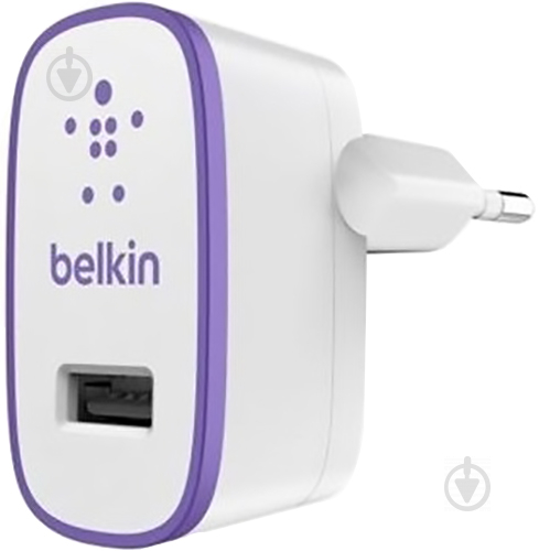 Мережевий зарядний пристрій Belkin USB HomeCharger USB 2.1Amp Белый/Пурпурный (F8J052vfPUR) - фото 1