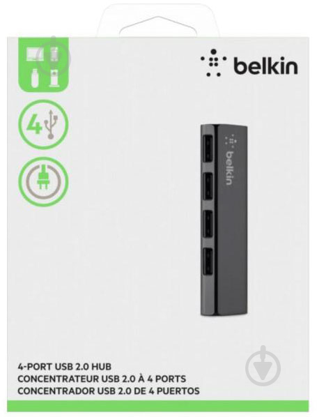 USB-хаб Belkin  Ultra-Slim USB 2.0 black (F4U040cw) - фото 2