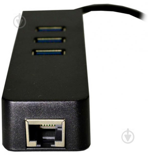 Перехідник Dynamode USB 3.1 Type-C - RJ45 Gigabit Lan 3хUSB 3.0 0,19 м чорний (USB3.1-TypeC-RJ45-HUB3) - фото 2