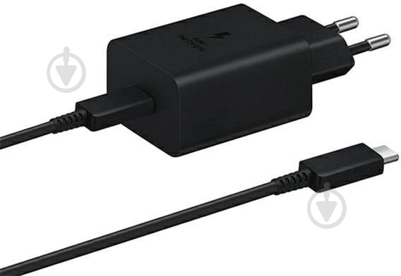 Сетевое зарядное устройство Samsung 45W Compact Power Adapter (w C to C Cable) Black (EP-T4510XBEGEU) - фото 1