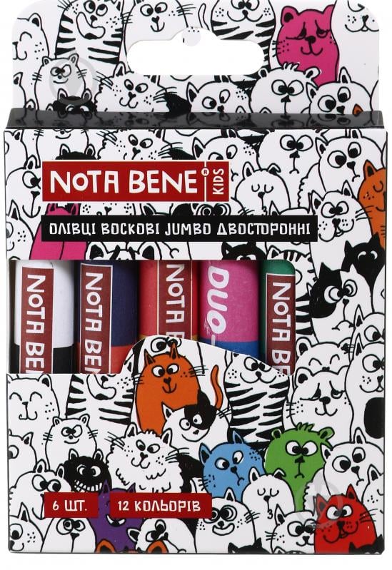 Карандаши восковые Jumbo двухсторонние 12 цветов 6 шт Nota Bene - фото 1