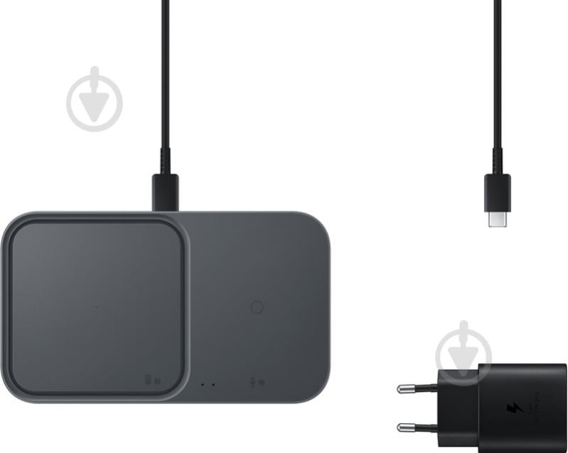 Бездротовий зарядний пристрій Samsung 15W Wireless Charger Duo with TA Dark Gray (EP-P5400TBEGEU) - фото 4