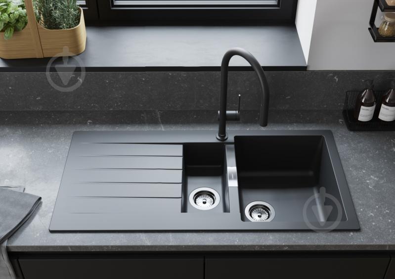 Мойка для кухни Hansgrohe S52 гранитная прямоугольная с крылом 980х480х190 мм врезная серая S520-F480 графит - фото 3